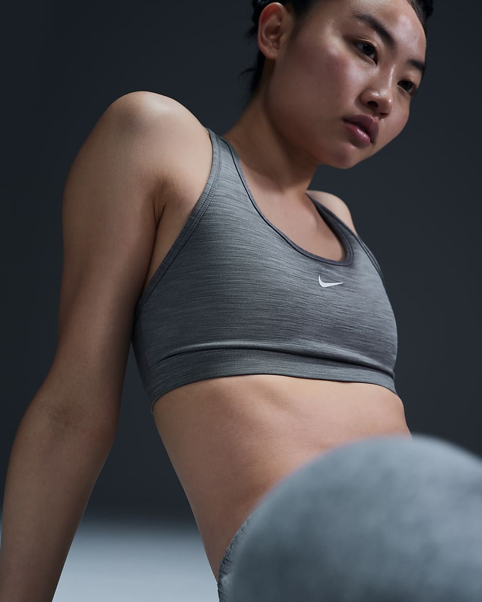 Nike Swoosh Light Support Women's Non-Padded Sports Bra - Smoke Grey/Pure/White
