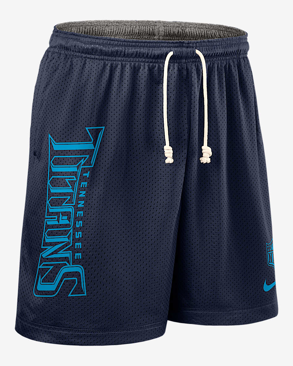 Shorts Nike Dri-FIT de la NFL para hombre Tennessee Titans Sideline Reversible - Azul marino