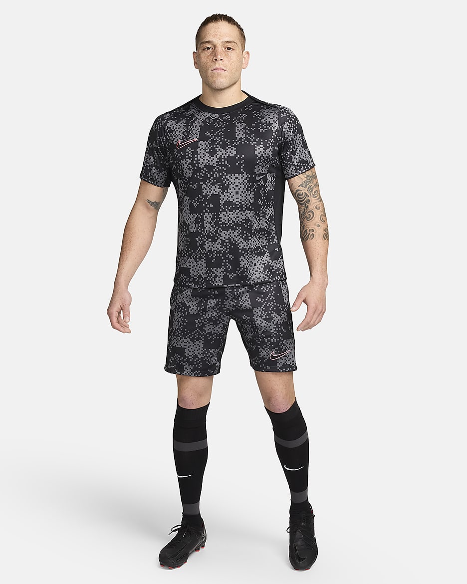 Męska koszulka piłkarska z krótkim rękawem i grafiką Dri-FIT Nike Academy Pro - Iron Grey/Czerń/Czerń