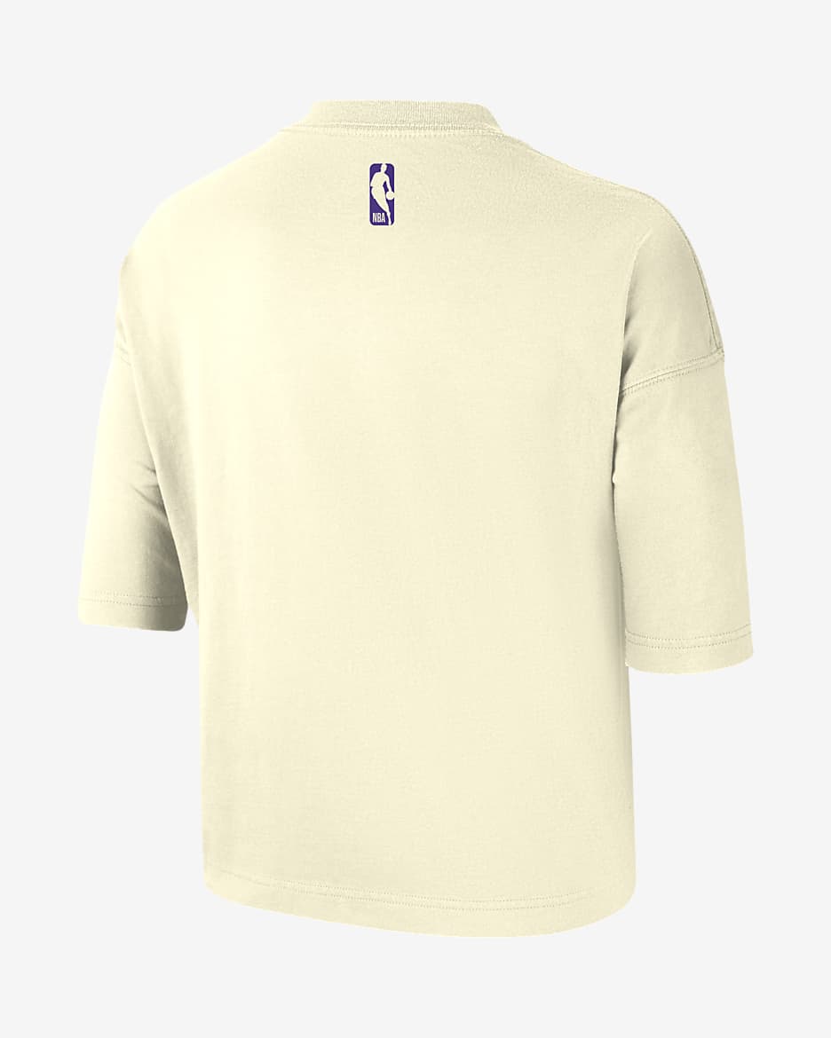 Los Angeles Lakers Courtside Women's Nike NBA Boxy T-Shirt - Coconut Milk