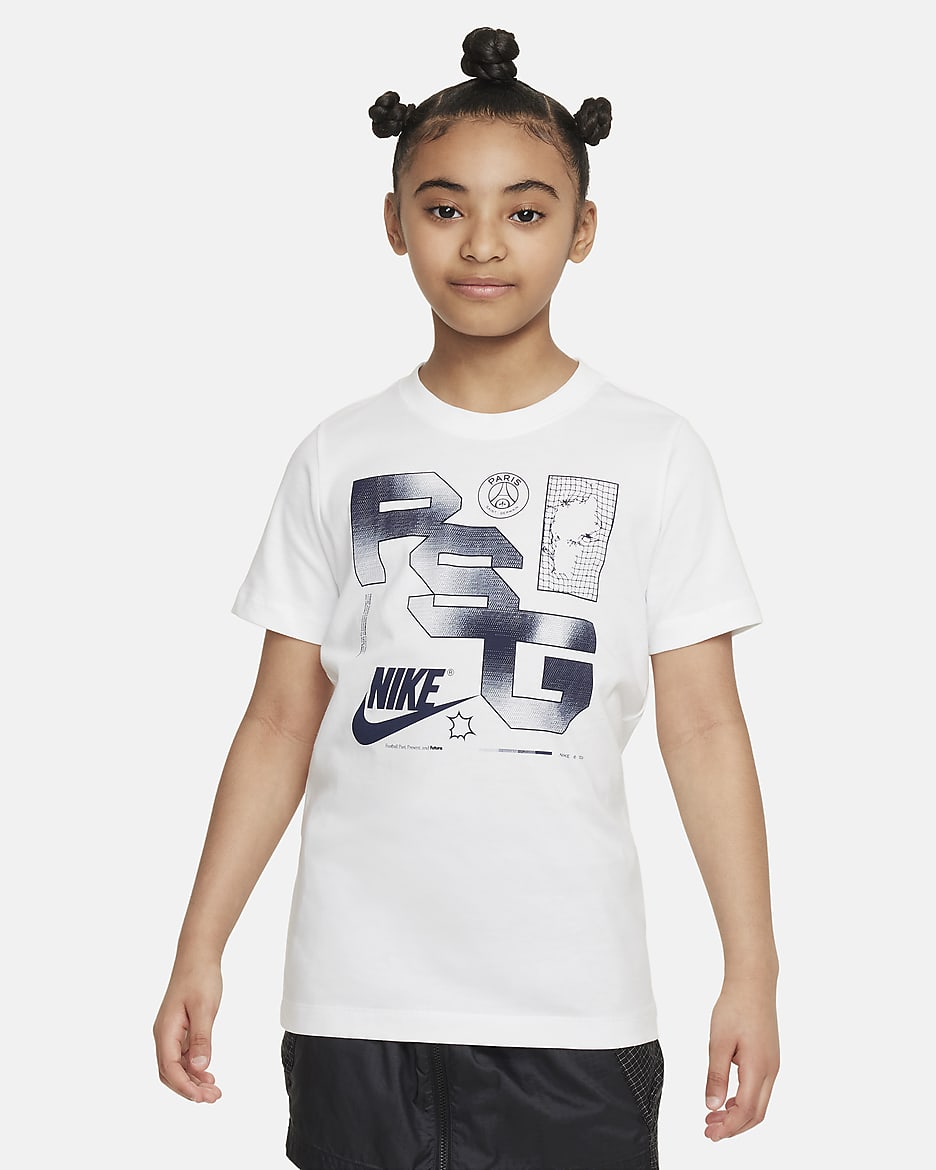 Playera de fútbol Nike del Paris Saint-Germain para niños talla grande - Blanco