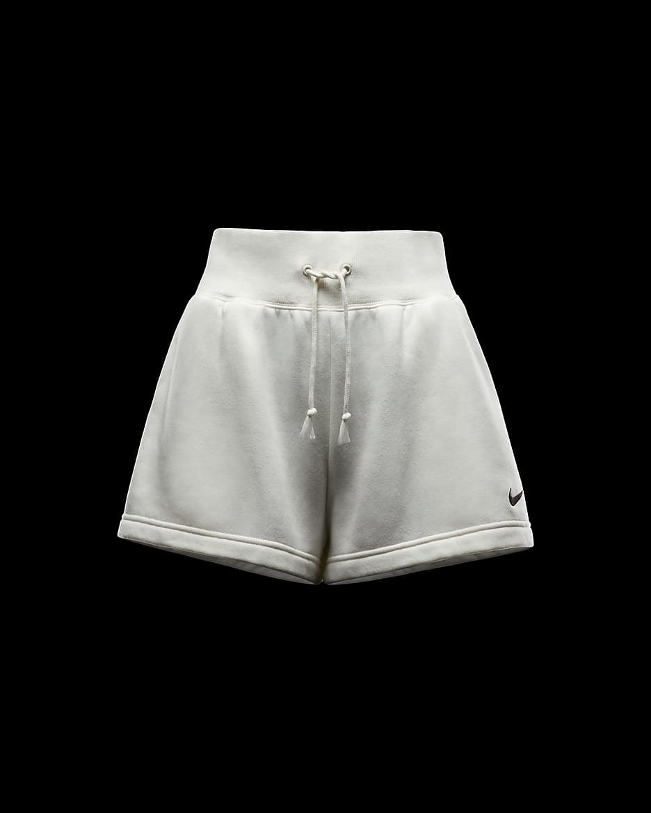 Nike Sportswear Phoenix Fleece damesshorts met ruimvallende pasvorm en hoge taille - Sail/Zwart