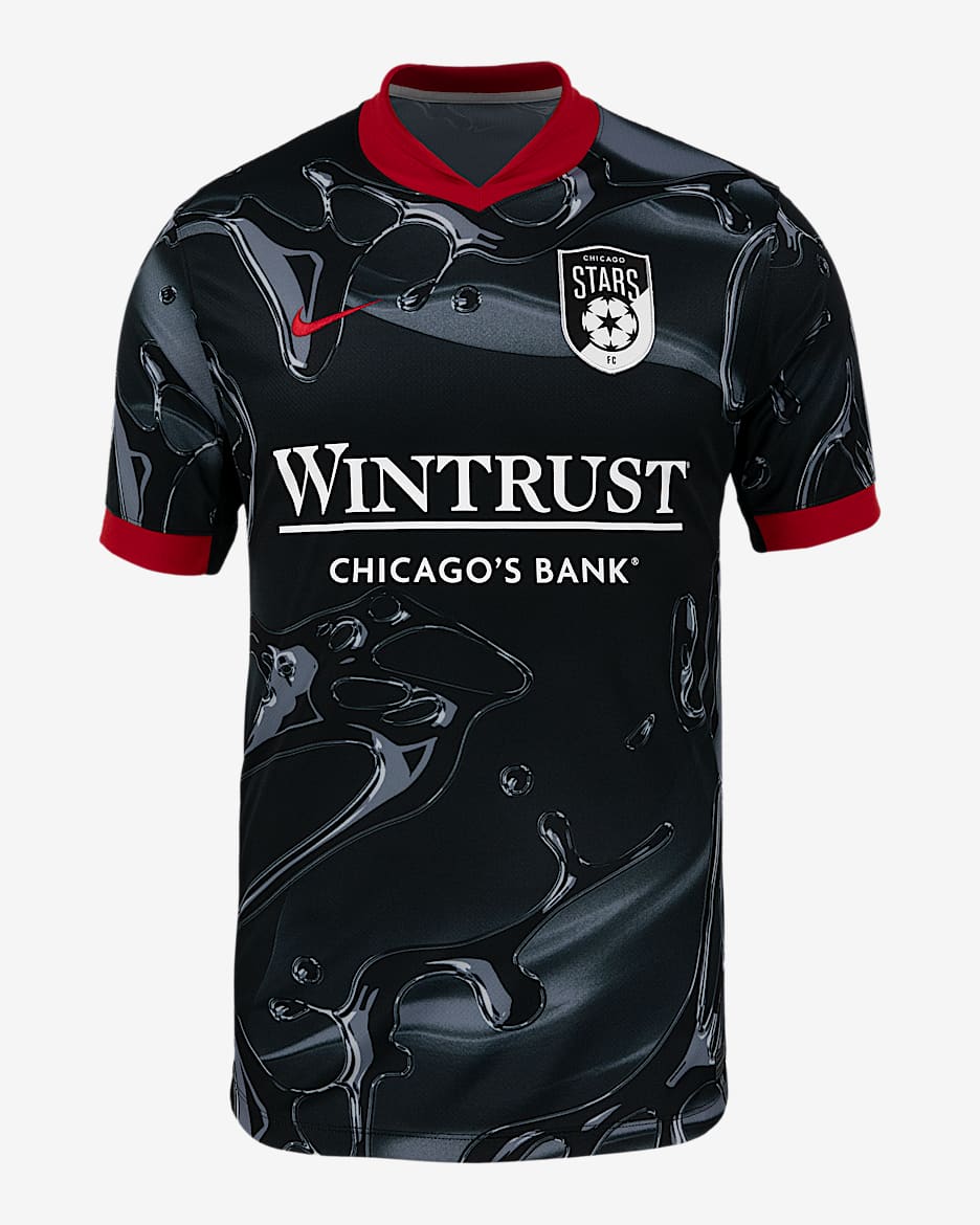 Jersey Nike Dri-FIT de la NWSL Replica del Chicago Stars FC visitante 2025 Stadium para hombre - Negro/Pizarra cenizo