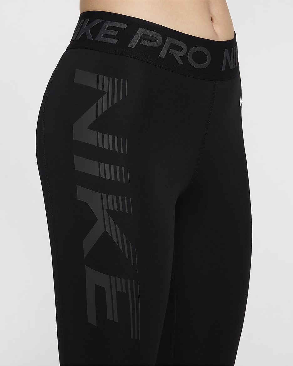 Nike Pro Women's Mid-Rise 7/8 Graphic Leggings - Black/Anthracite/White