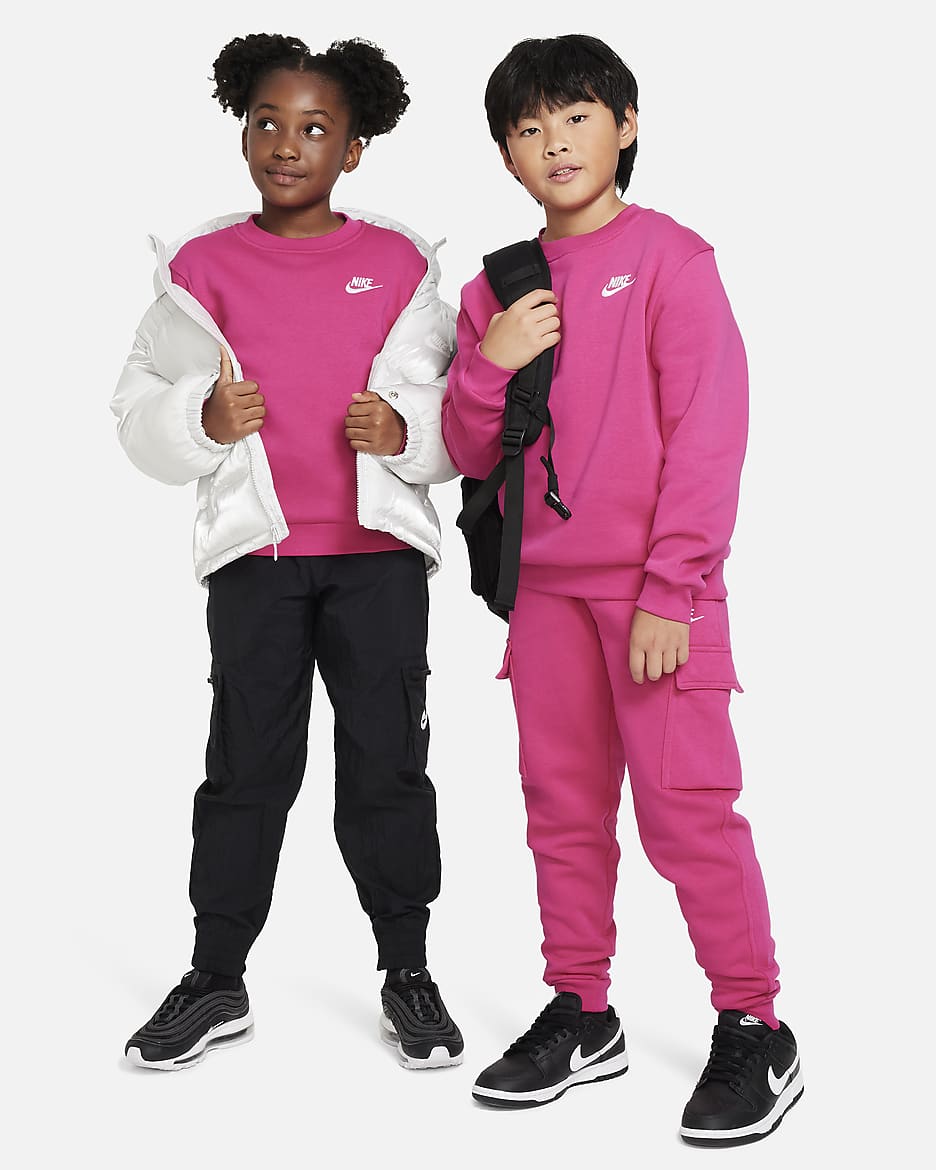 Nike Sportswear Club Fleece Big Kids' Sweatshirt - Fireberry/White