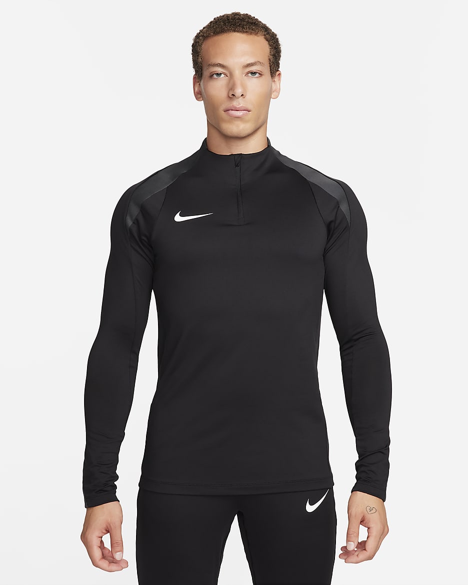 Maglia da calcio per allenamento con zip a metà lunghezza Dri-FIT Nike Strike – Uomo - Nero/Antracite/Bianco