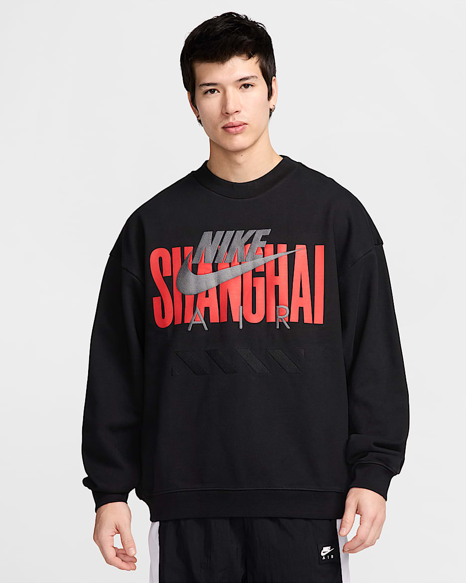 Nike Air "Shanghai" Men's Fleece Crew - Black/White