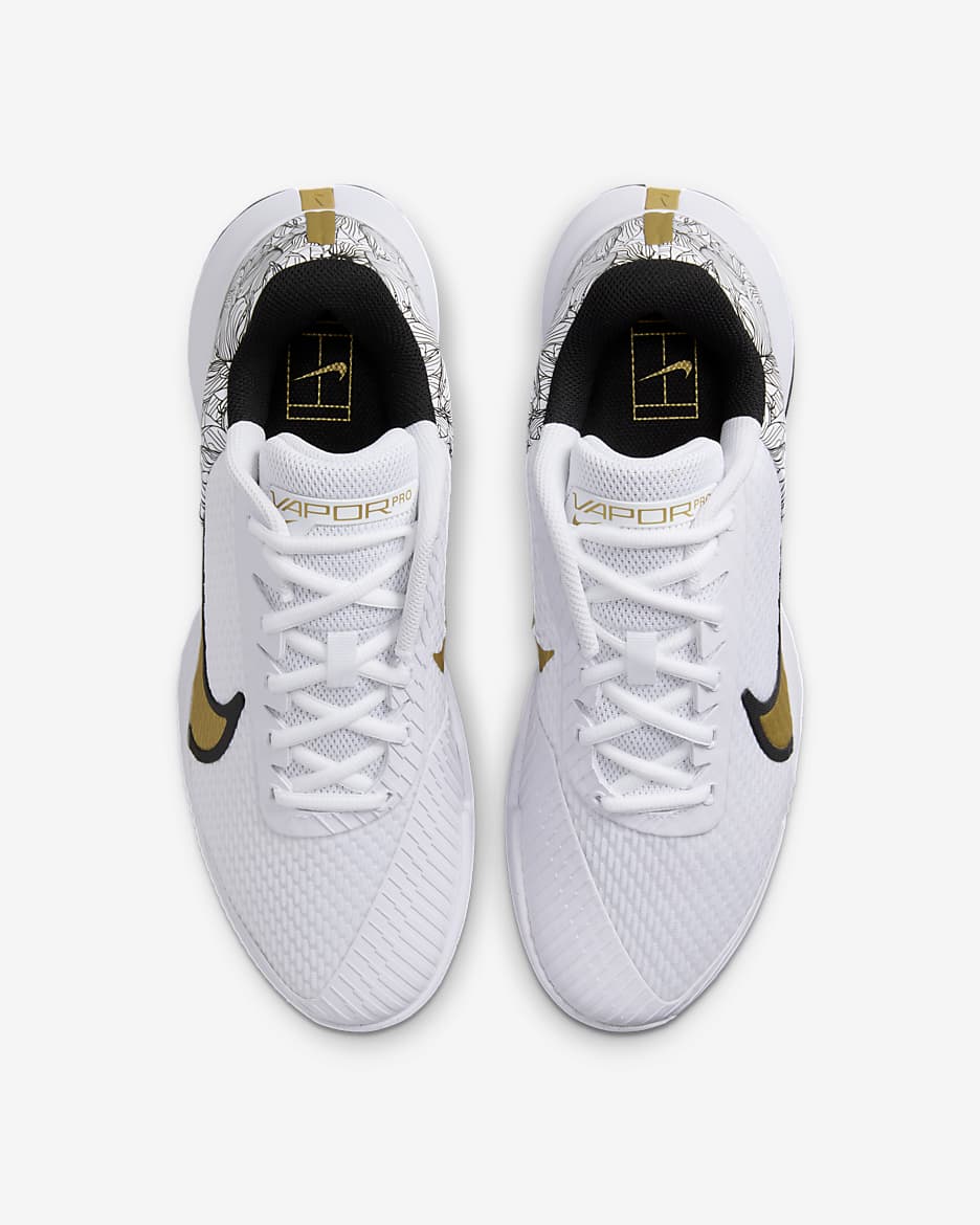 Chaussure de tennis pour surface dure NikeCourt Vapor Pro 2 Magnolia pour homme - Blanc/Noir/Metallic Gold