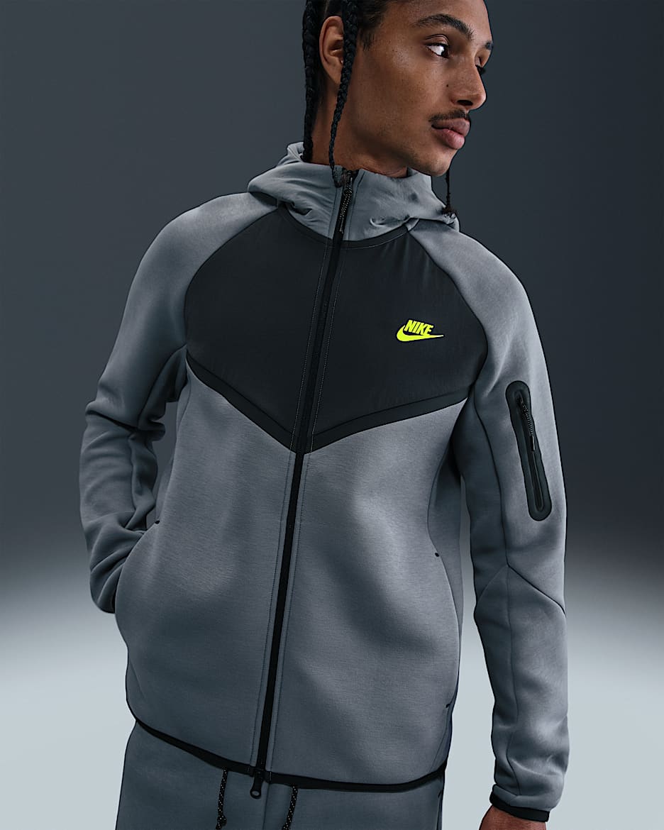 Nike Tech Jaqueta Windrunner amb cremallera completa de teixit Fleece - Home - Cool Grey/Dark Smoke Grey/Volt