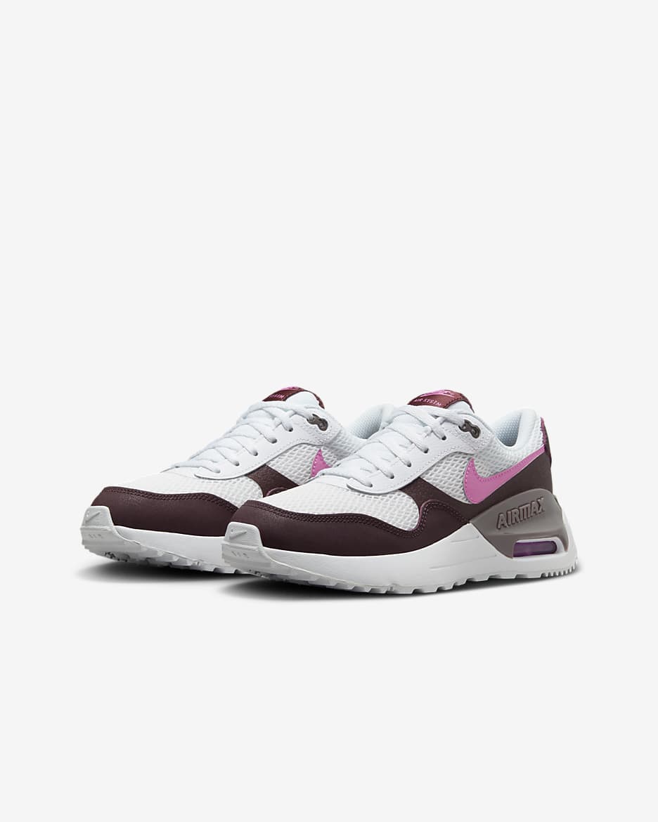 Nike Air Max SYSTM Older Kids' Shoes - White/Burgundy Crush/Violet Ore/Playful Pink