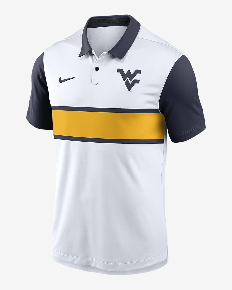 Polo universitario Nike Dri-FIT para hombre West Virginia Mountaineers Primetime Campus Vapor - Blanco
