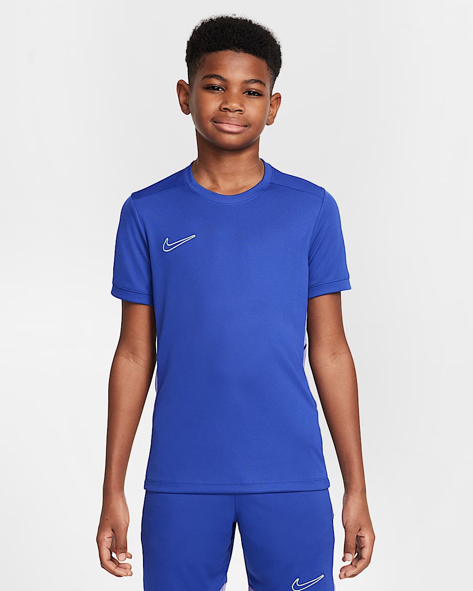 Camisola de futebol Dri-FIT Nike Academy Júnior - Deep Night/Dusty Amethyst/Deep Night/Barely Volt