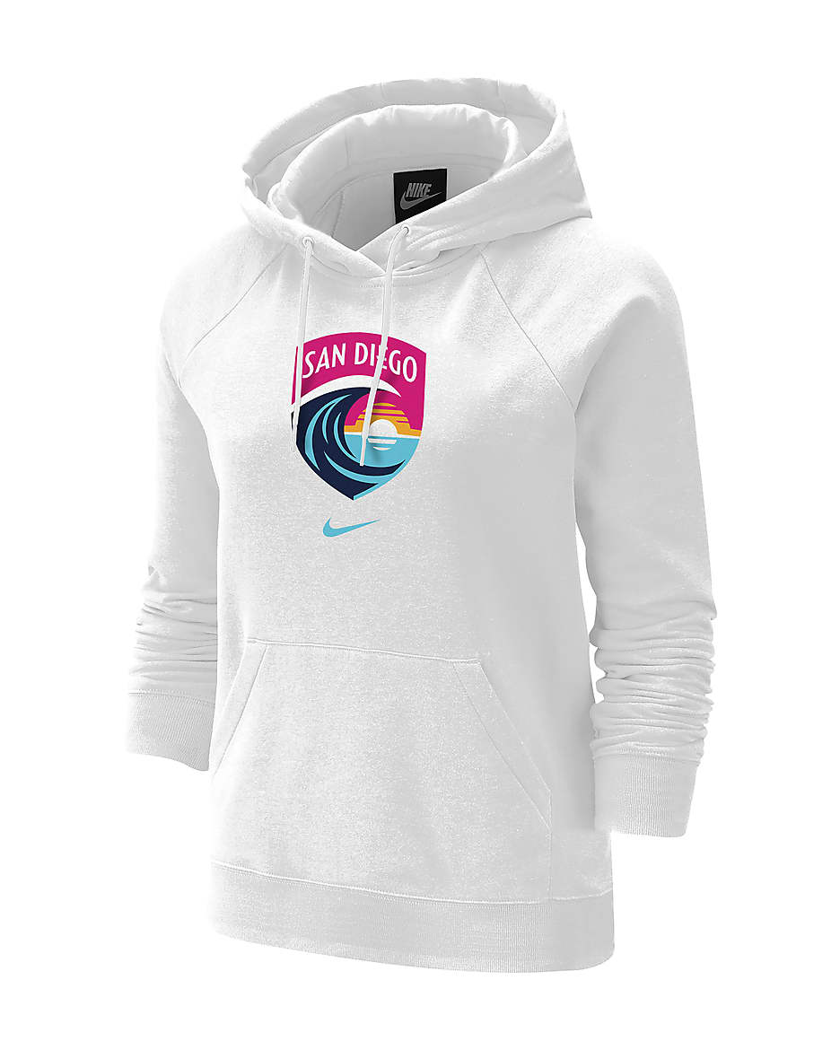 Sudadera con gorro de fútbol universitario Nike de tejido Fleece para mujer San Diego Wave - Blanco