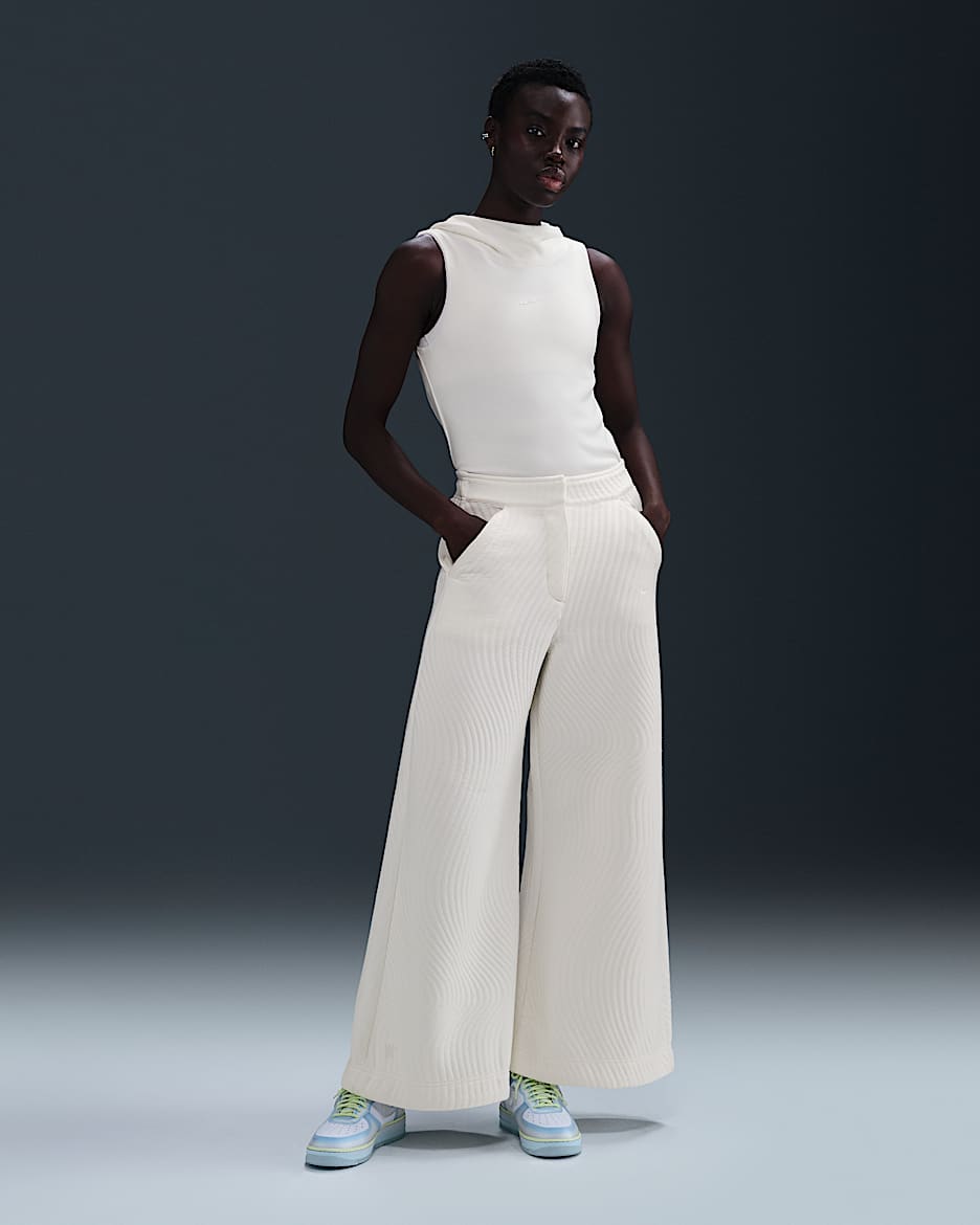 Pants de tejido Knit de tiro alto para mujer Serena Williams Design Crew - Vela/Horizonte jade/Vela