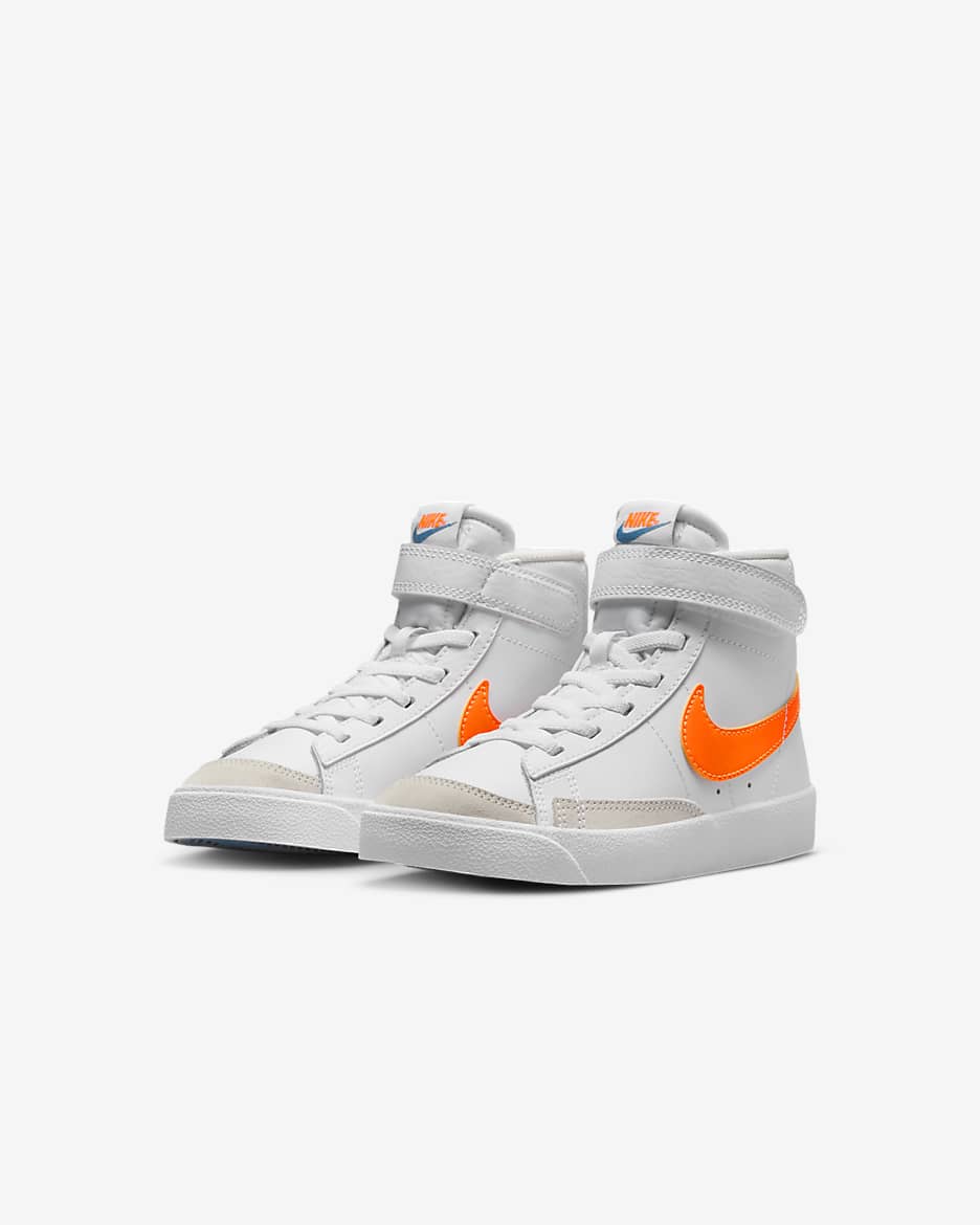 Nike Blazer Mid '77 Younger Kids' Shoe - White/Photo Blue/Phantom/Total Orange