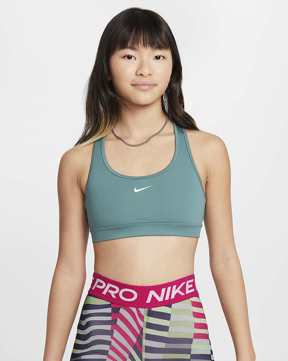 Bra deportivo para niña talla grande Nike Swoosh - De costa a costa/Blanco