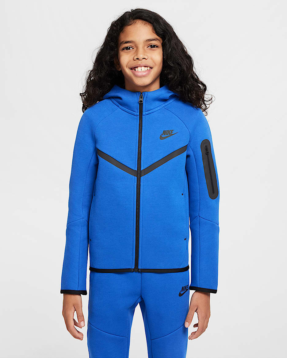 Nike Sportswear Tech Fleece Big Kids' Full-Zip Hoodie - Game Royal/Black/Black