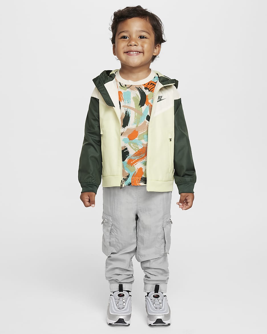 Chamarra infantil con cierre completo Nike Sportswear Windrunner - Verde aceite