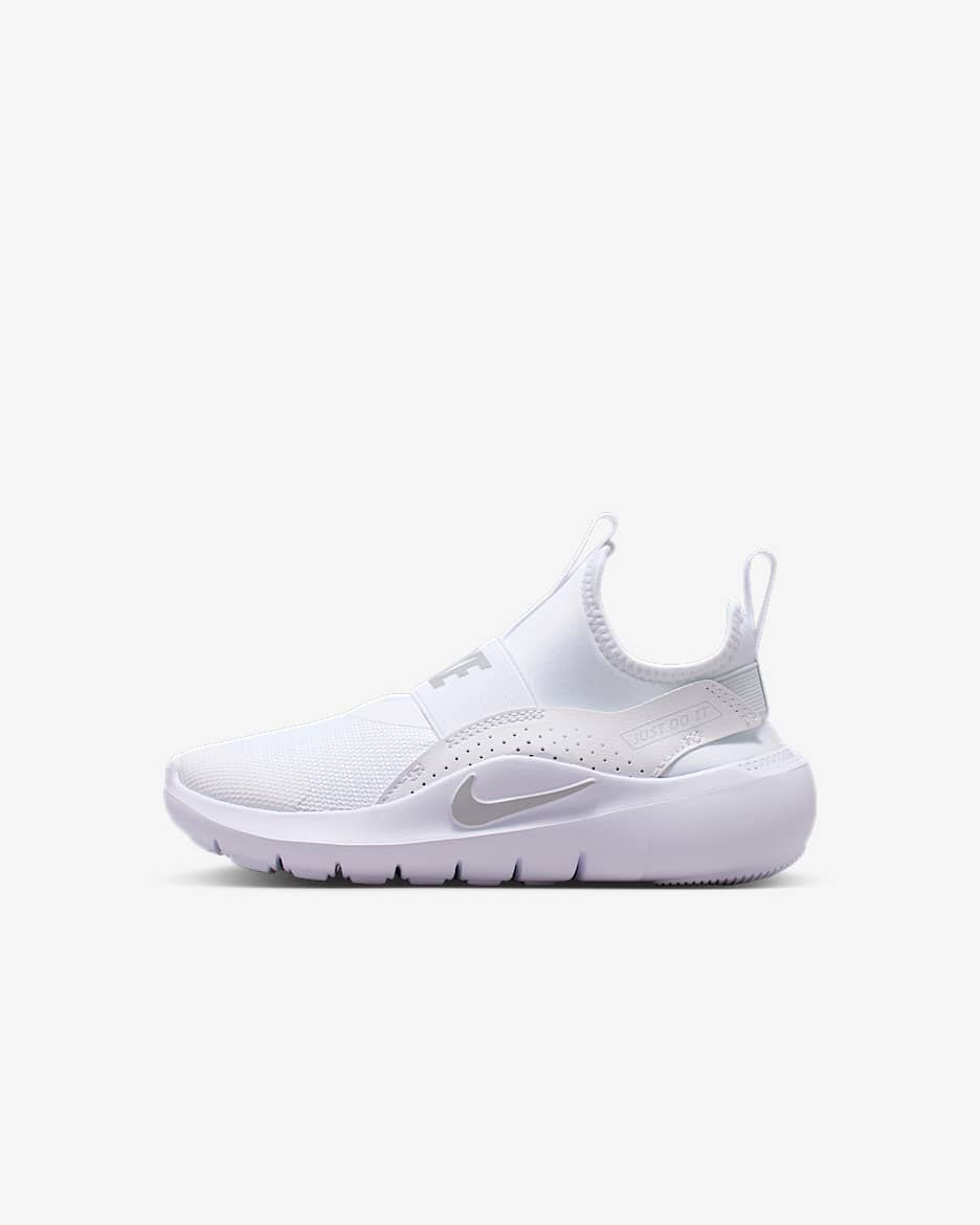 Nike Flex Runner 4 Younger Kids' Shoes - White/White/Platinum Tint