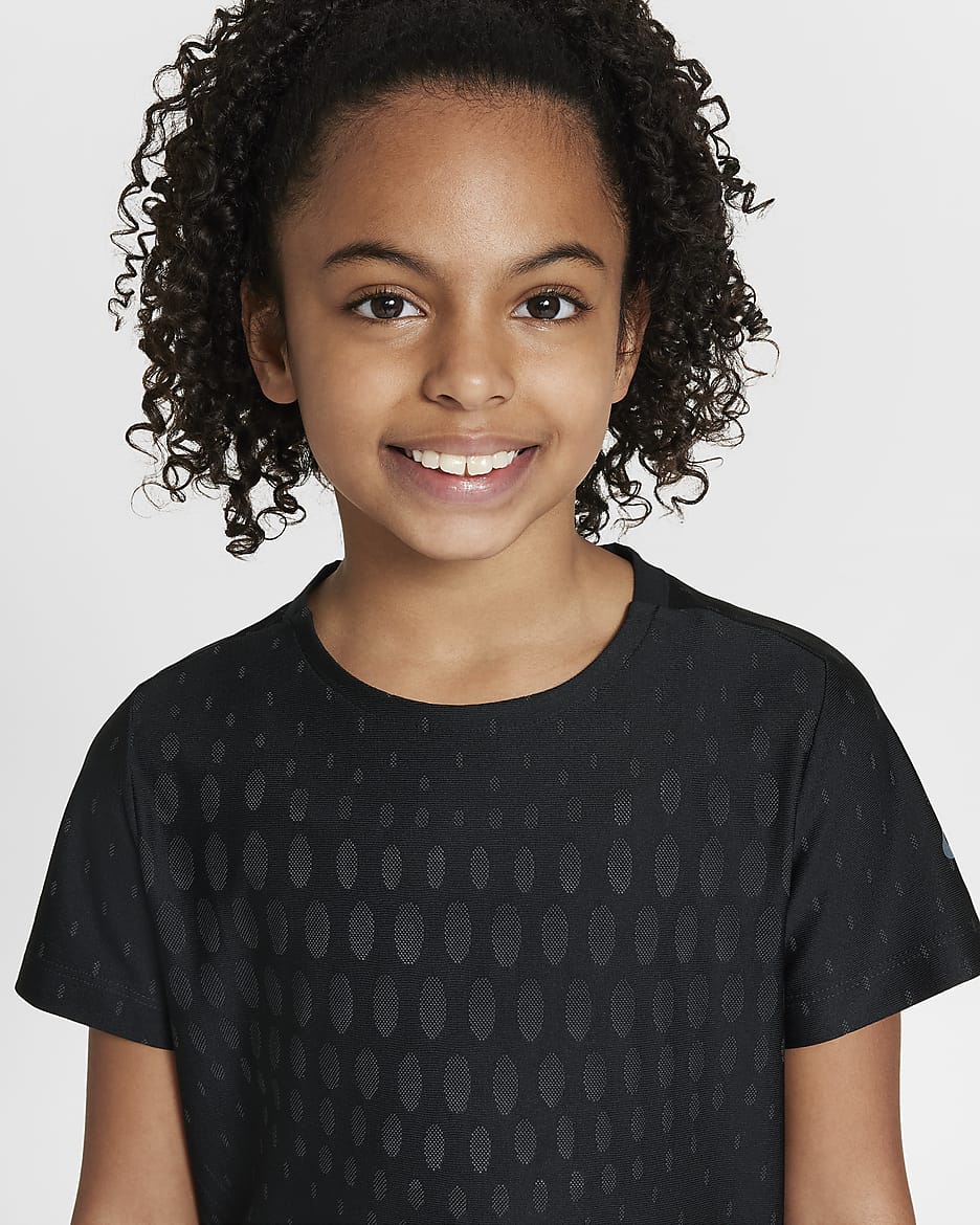 Nike Older Kids' (Girls') Dri-FIT ADV Short-Sleeve Top - Black/Dark Smoke Grey/Black