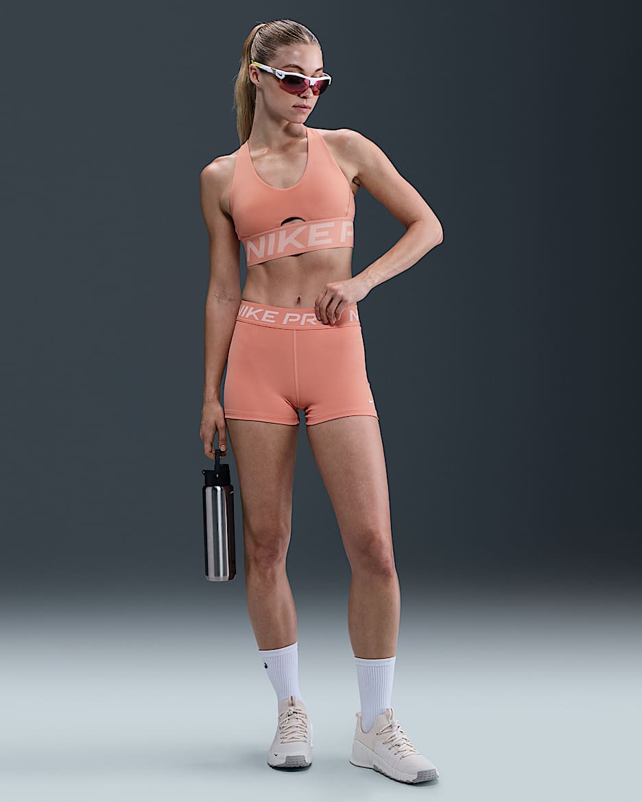 Shorts de 7.5 cm para mujer Nike Pro - Ágata melocotón/Blanco