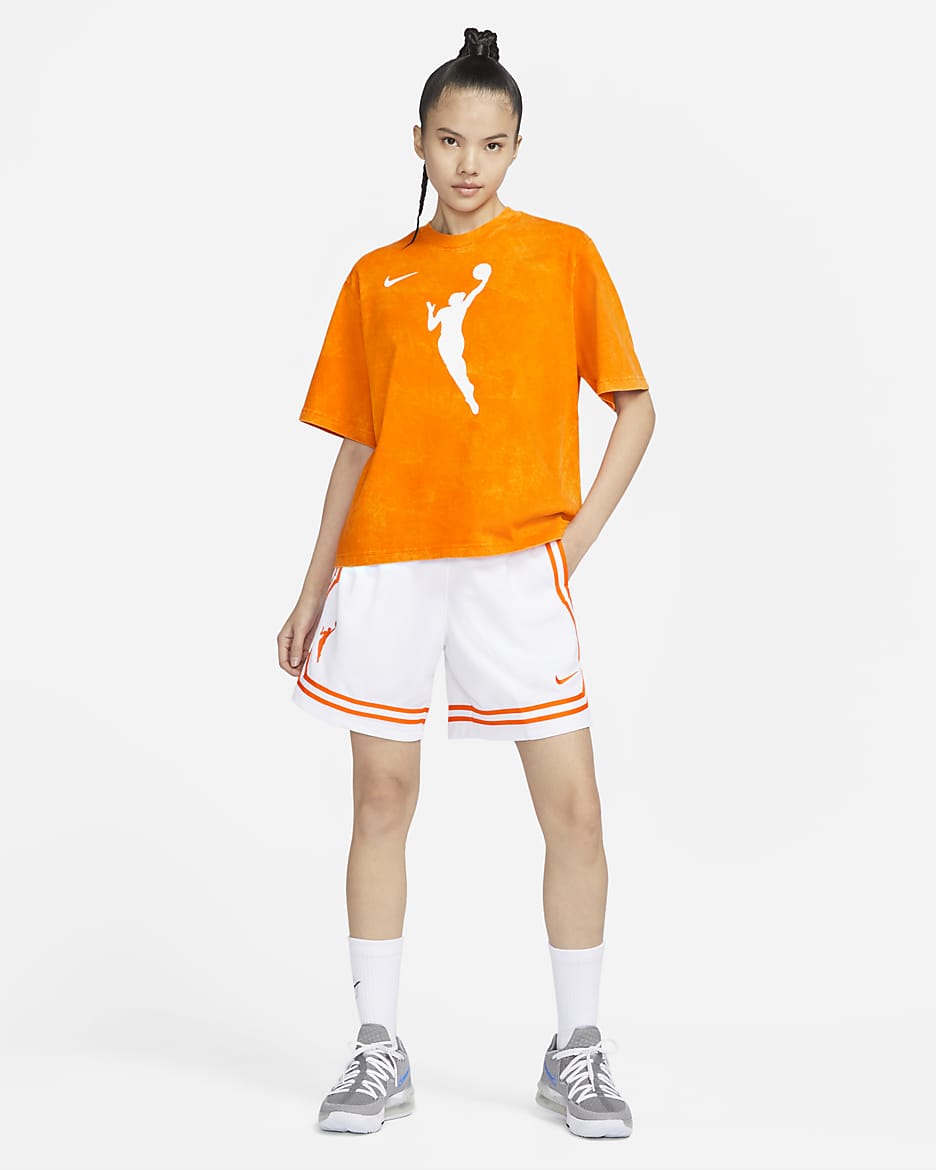 Spodenki damskie Nike Dri-FIT WNBA Team 13 - Biel/Brilliant Orange