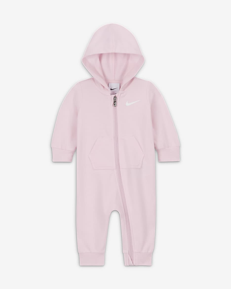 Mono completo con gorro para bebé (0 a 9 meses) Nike Baby Essentials - Espuma rosa