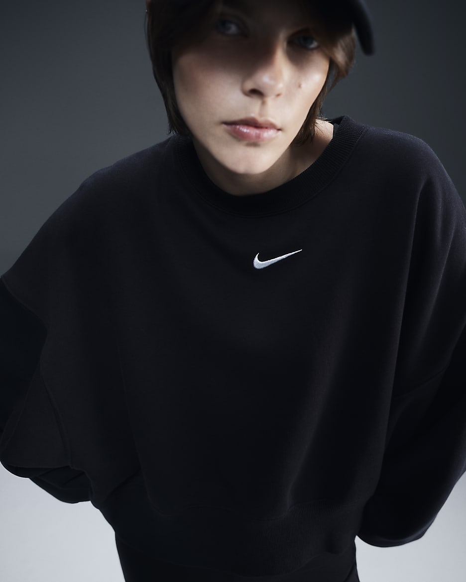 Nike Sportswear Phoenix Fleece Women's Over-Oversized Crew-Neck Sweatshirt - Black/Sail