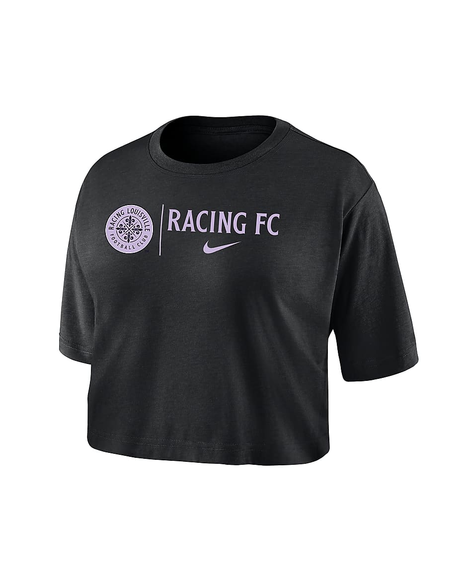 Playera de fútbol Nike Dri-FIT cropped para mujer Racing Louisville - Negro