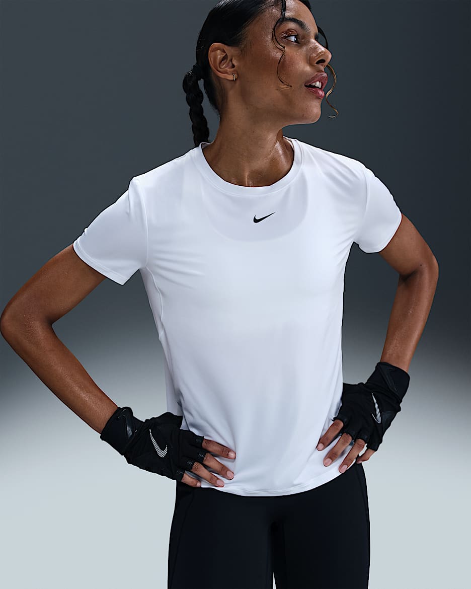 Haut à manches courtes Dri-FIT Nike One Classic pour femme - Blanc/Noir