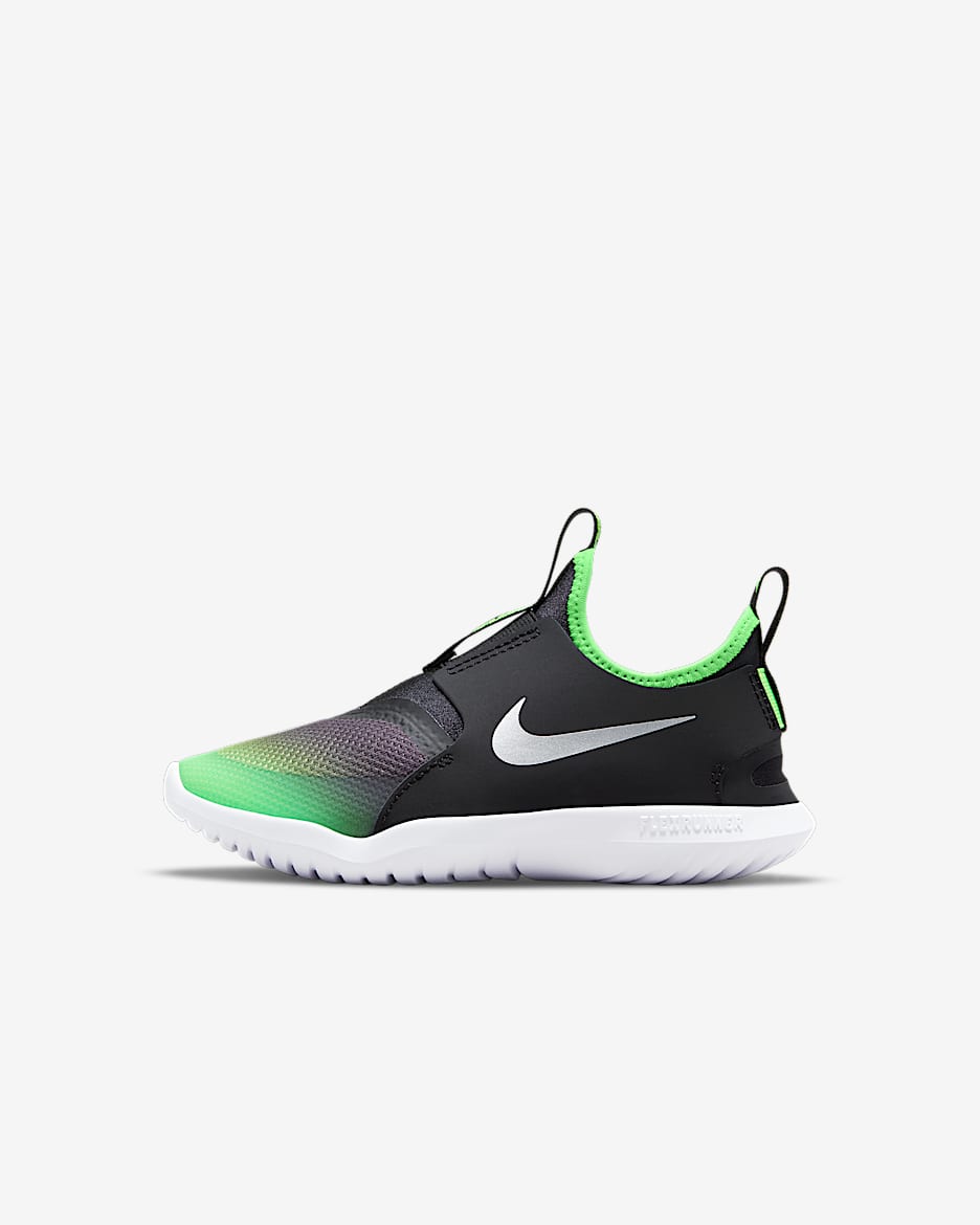 Calzado para niños talla pequeña Nike Flex Runner - Negro/Verde strike/Cromo