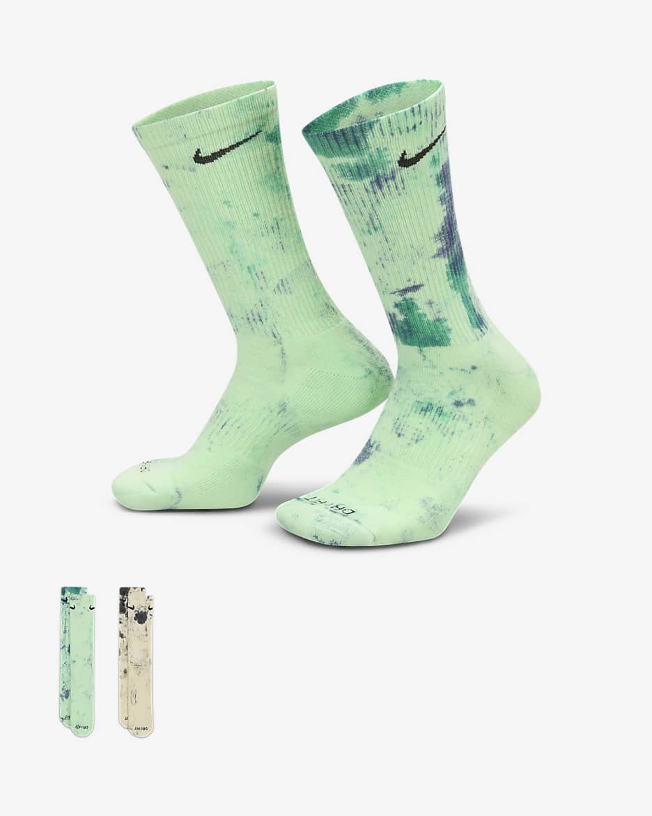 Nike Everyday Plus Cushioned Crew Socks (2 Pairs) - Multi-Color