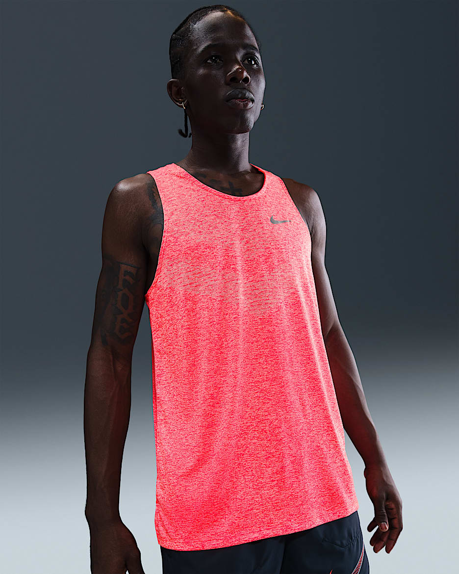 Nike Stride Men's Dri-FIT ADV Running Tank Top - Bright Crimson/Heather