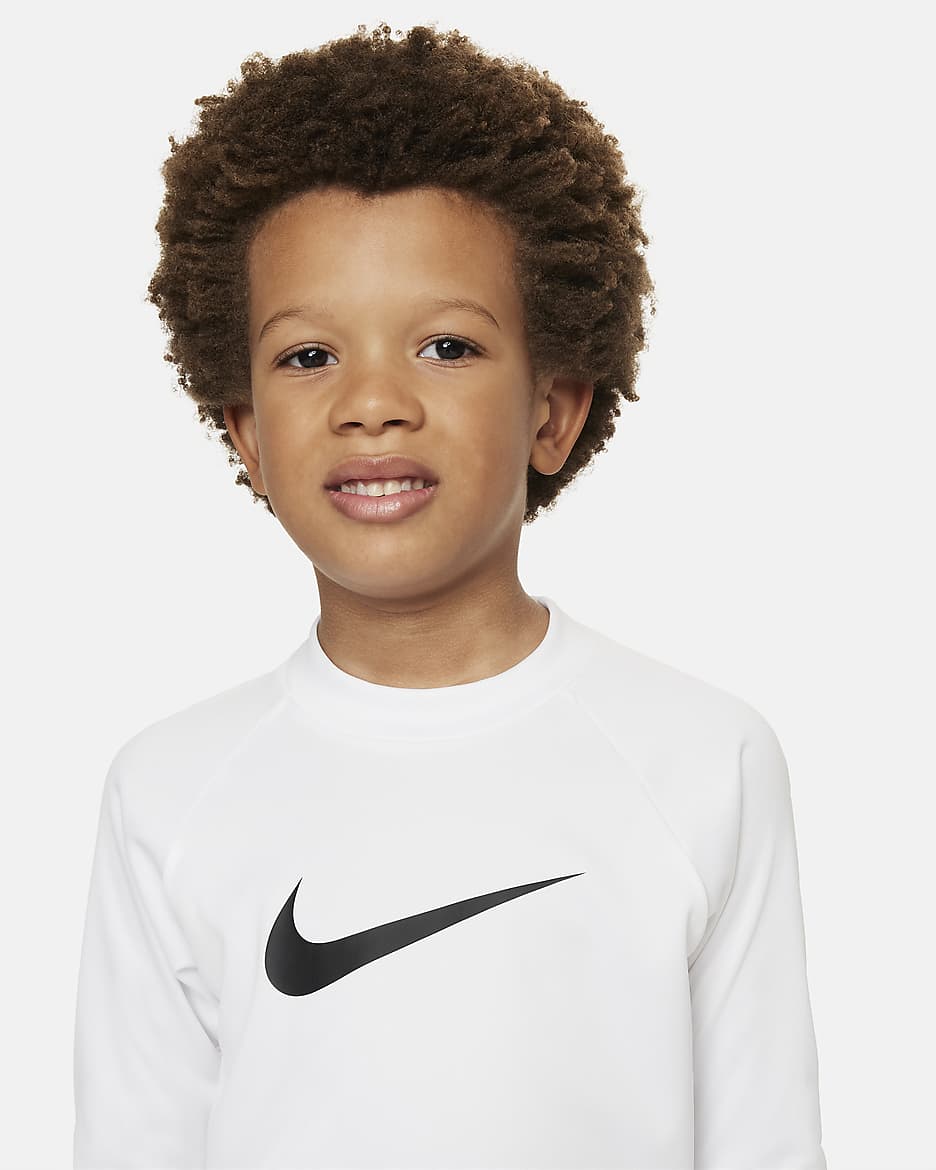 Playera de manga larga Hydroguard para niño talla pequeña Nike Swim - Blanco