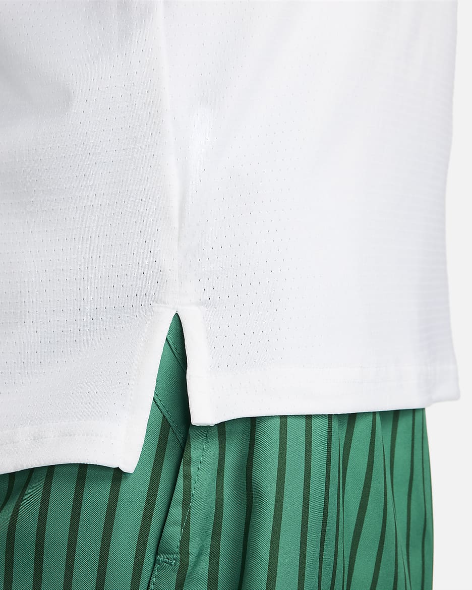 Męska koszulka polo do tenisa Dri-FIT NikeCourt Advantage - Biel/Malachite