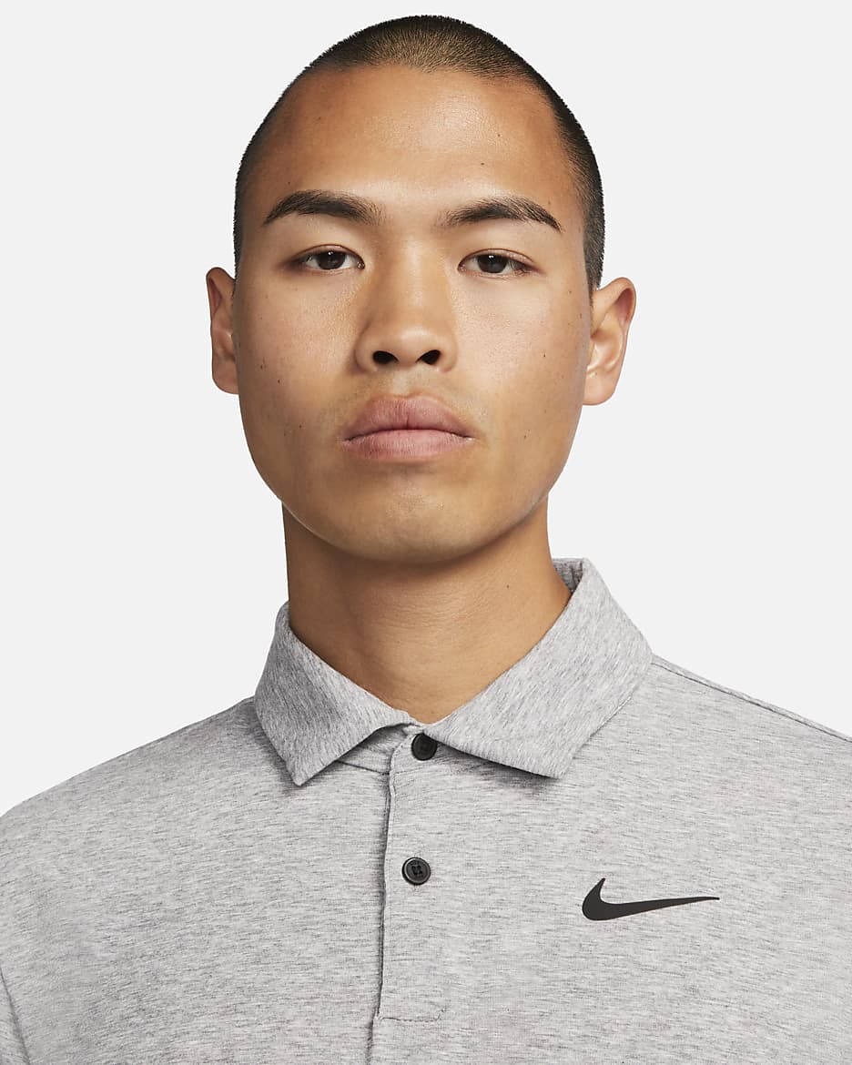 Nike Dri-FIT Tour Men's Golf Polo - Grey Heather/Black