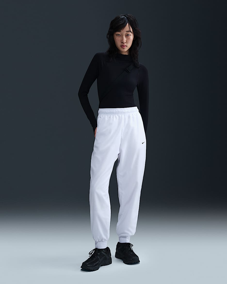Nike Sportswear Classic Wovens Women's UV Mid-Rise Loose Joggers - White/Black