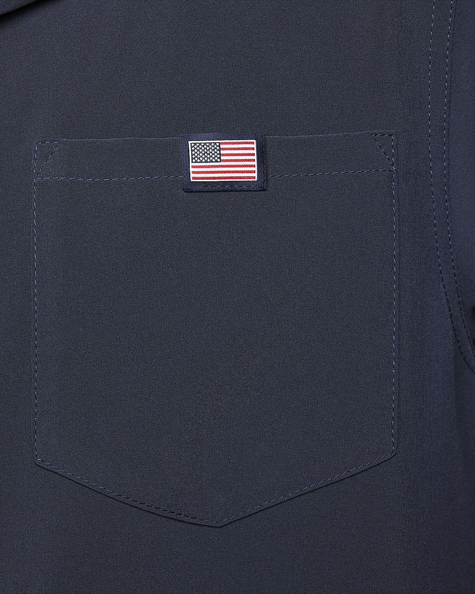 Nike SB USA Short-Sleeve Button-Up Skate Bowler - Obsidian/White