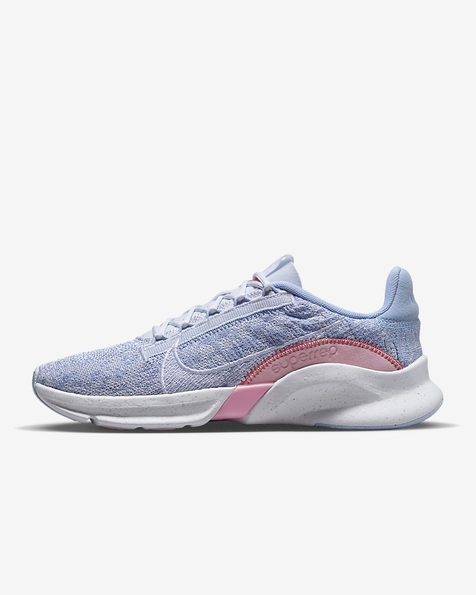Nike SuperRep Go 3 Flyknit Next Nature 女款健身訓練鞋 - Football Grey/Cobalt Bliss/Hyper Royal/Summit White