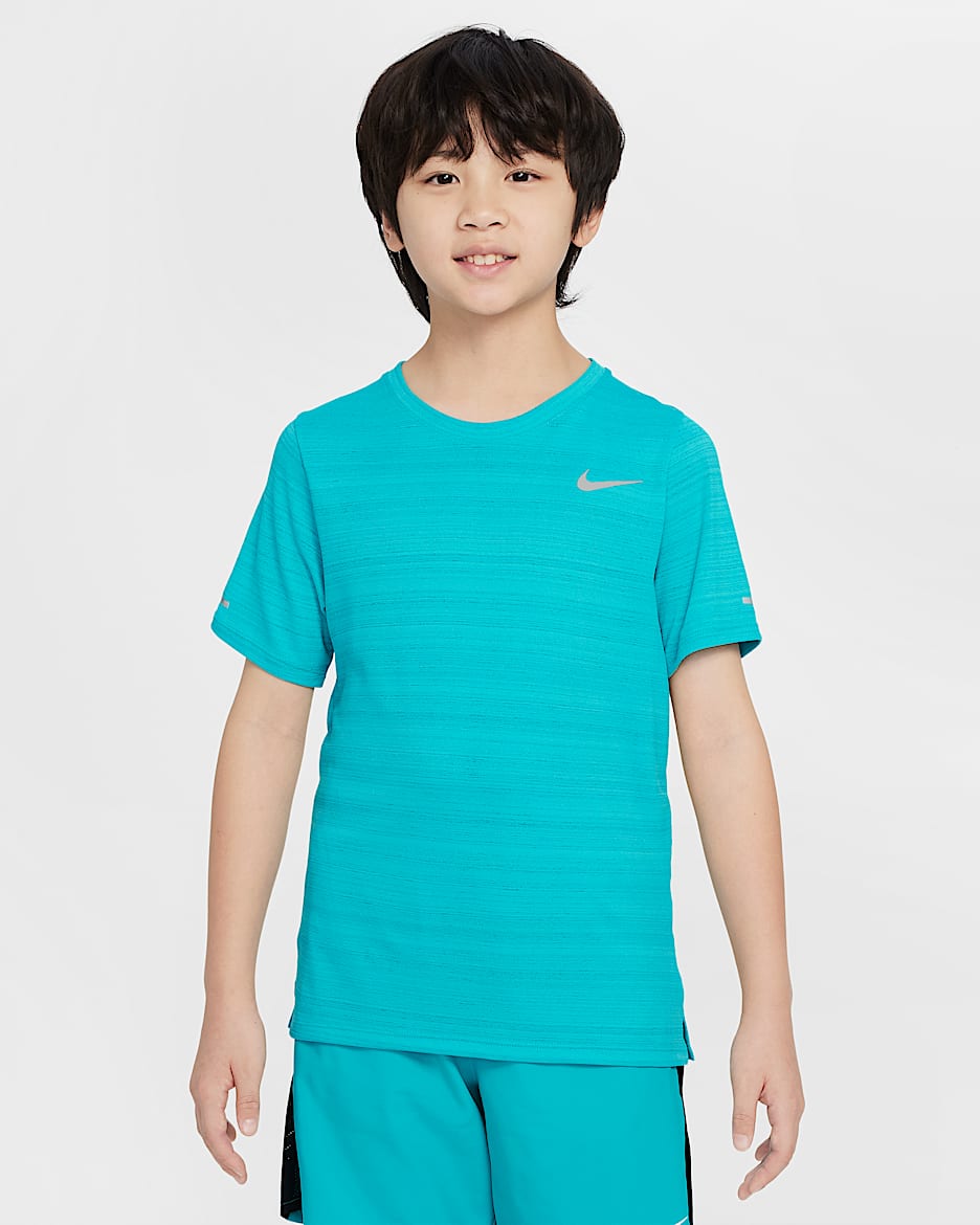 Nike Dri-FIT Miler Playera de entrenamiento para niño talla grande - Cactus empolvado