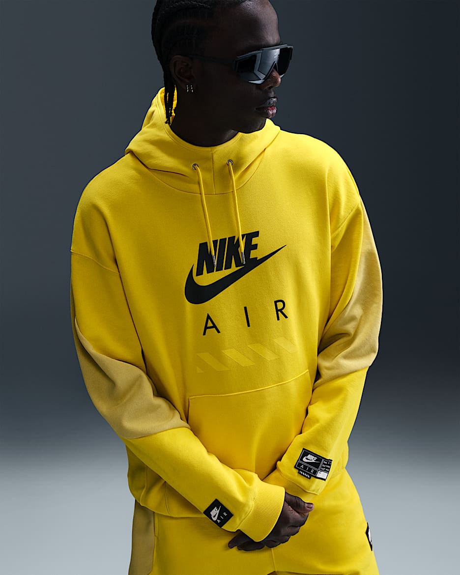 Sudadera con gorro sin cierre de tejido Fleece para hombre Nike Air - Relámpago/Oro Saturno/Negro