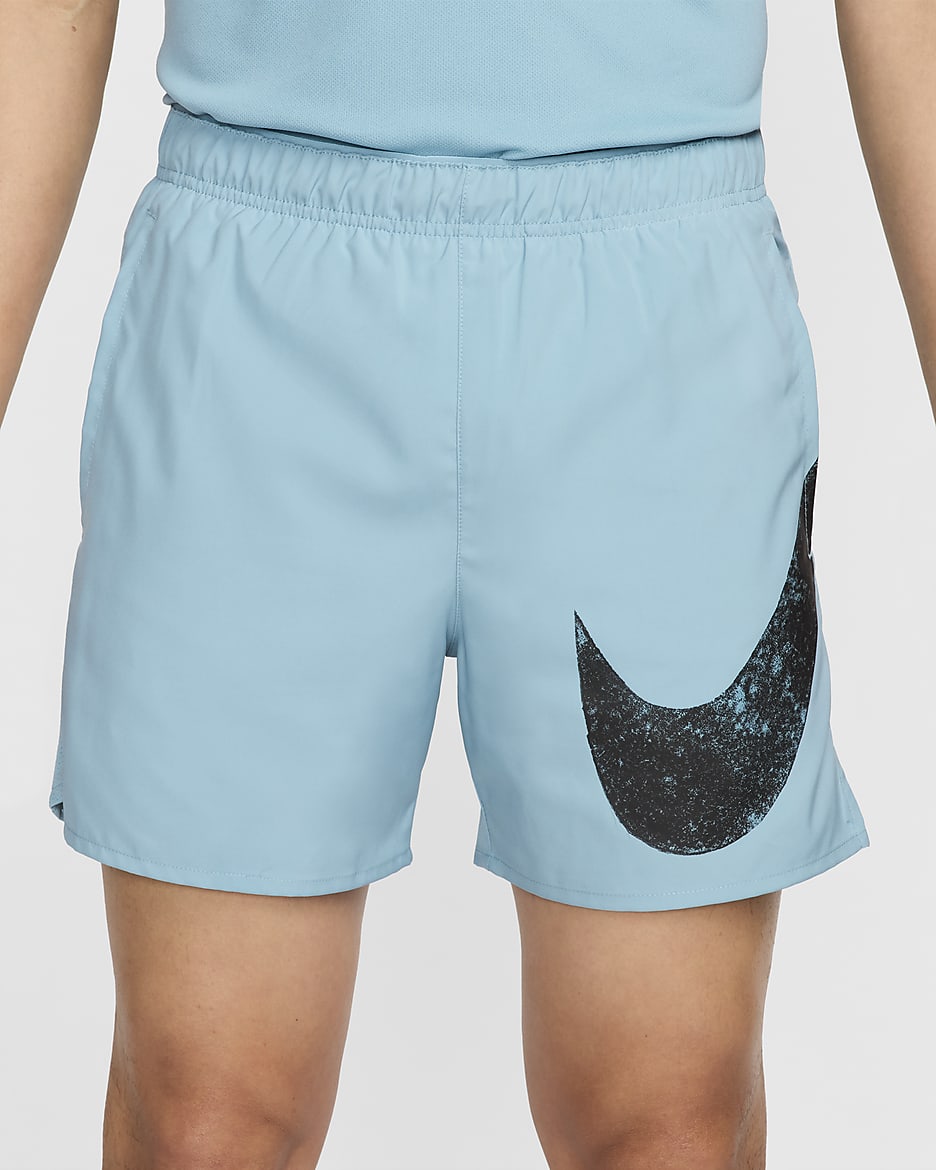 Nike Challenger Swoosh Men's 12.5cm (approx.) Dri-FIT Running Shorts - Denim Turquoise/Denim Turquoise/Black/Black