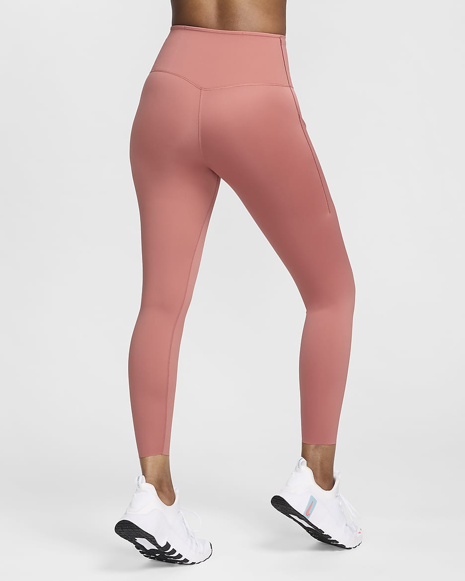 Leggings de tiro alto de 7/8 de sujeción firme con bolsillos para mujer Nike Go - Rosa cañón/Negro