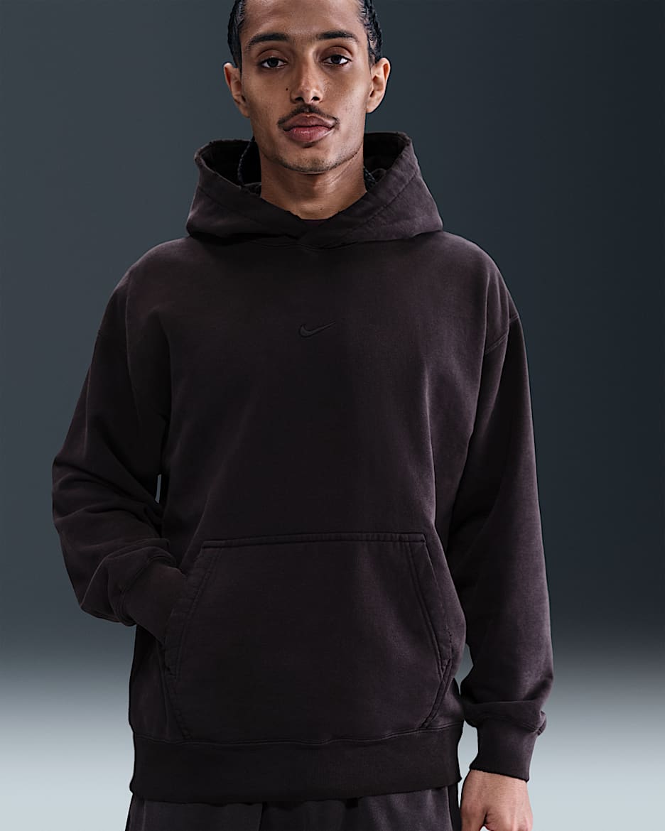 Nike Solo Swoosh Men's French Terry Pullover Hoodie - Black/Black