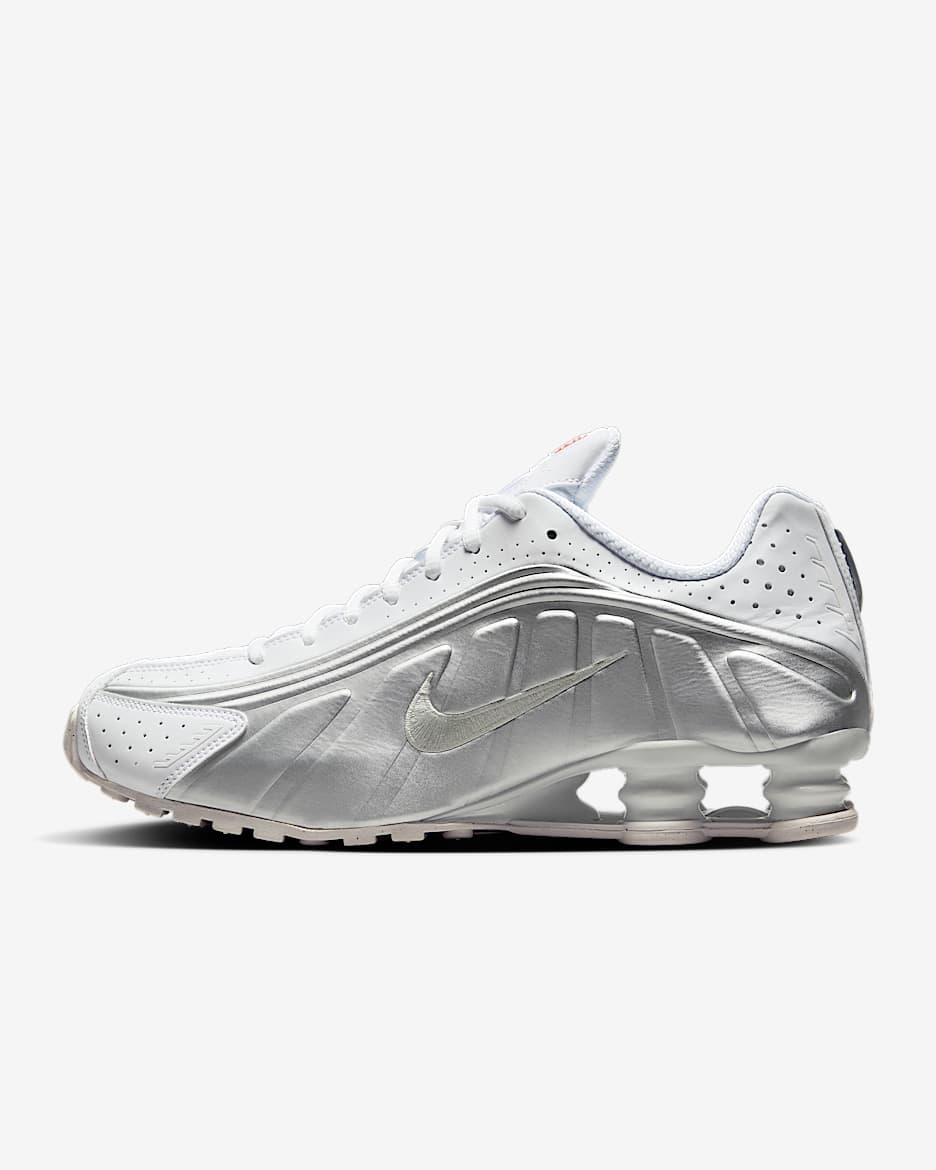 Nike Shox R4 Men's Shoes - White/White/Bright Crimson/Metallic Silver