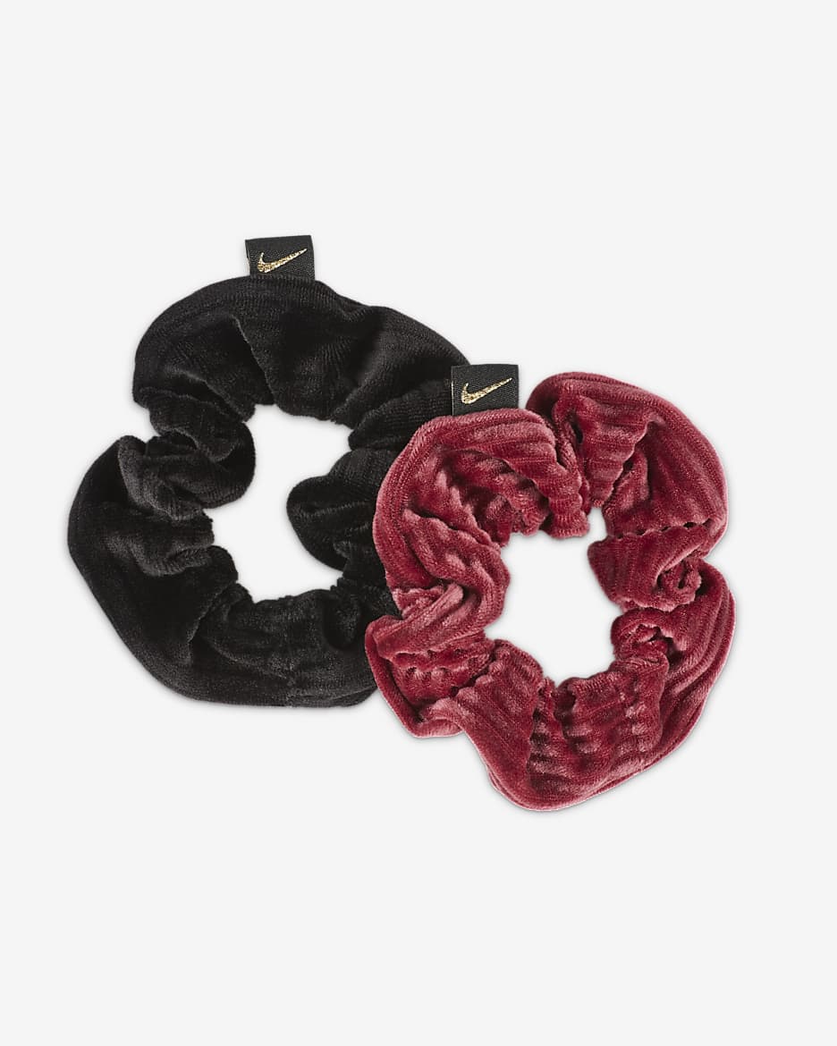 Nike Velvet Scrunchies (2-Pack) - Black/Dark Beetroot/Metallic Gold