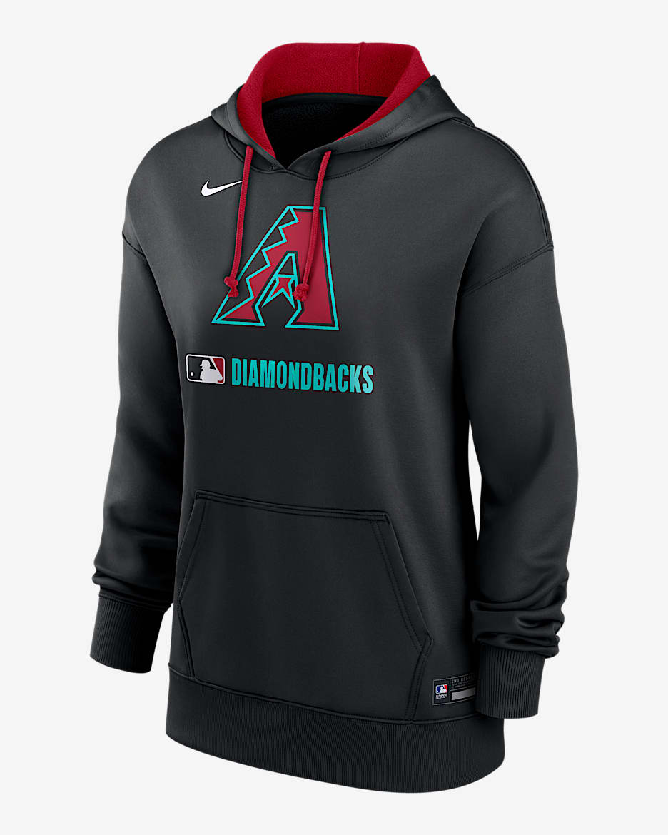 Sudadera con gorro sin cierre Nike Therma de la MLB para mujer Arizona Diamondbacks Authentic Collection - Negro
