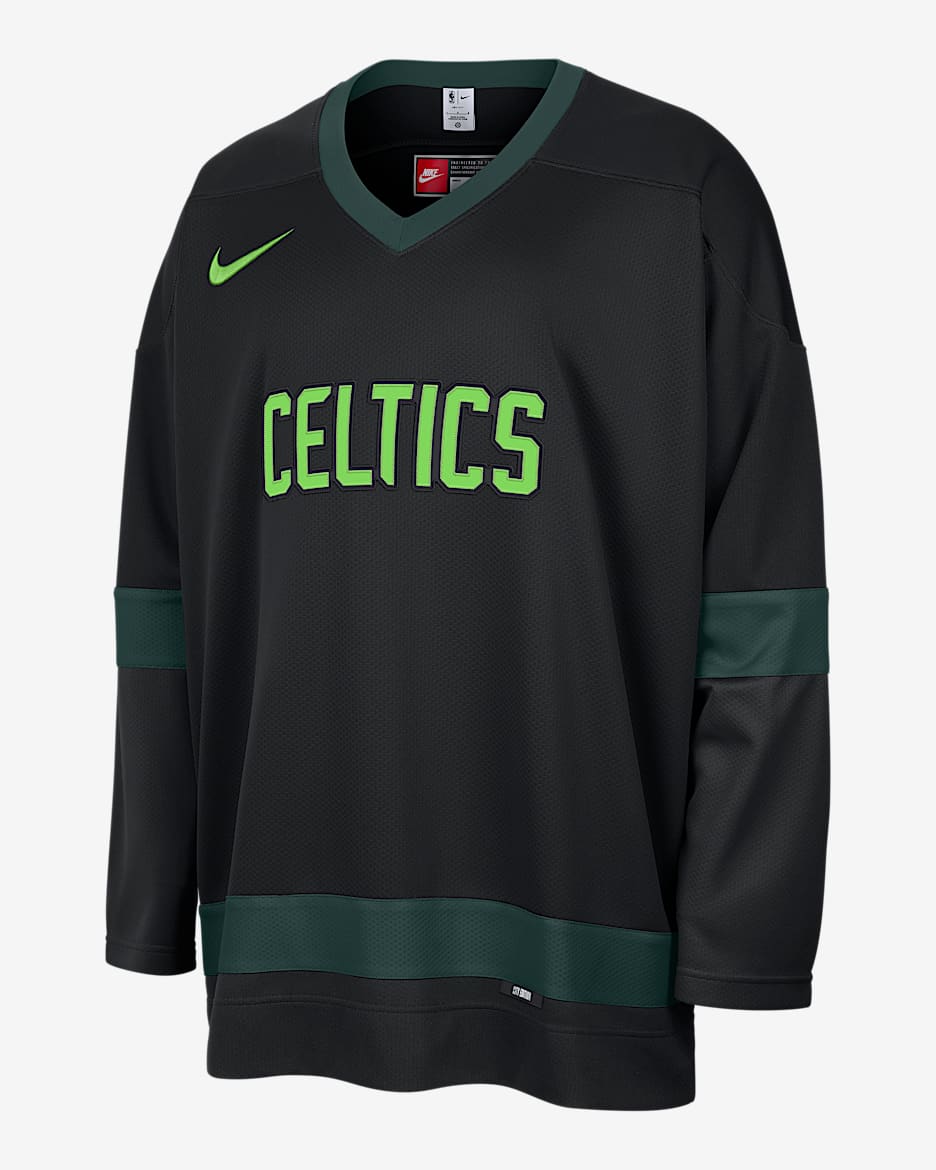 Boston Celtics City Edition Jersey de hockey Nike de la NBA para hombre - Negro/Negro/Verde pro/Negro