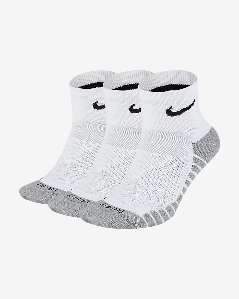 Calcetines cortos de entrenamiento Nike Everyday Max Cushioned (3 pares) - Blanco/Gris lobo/Negro