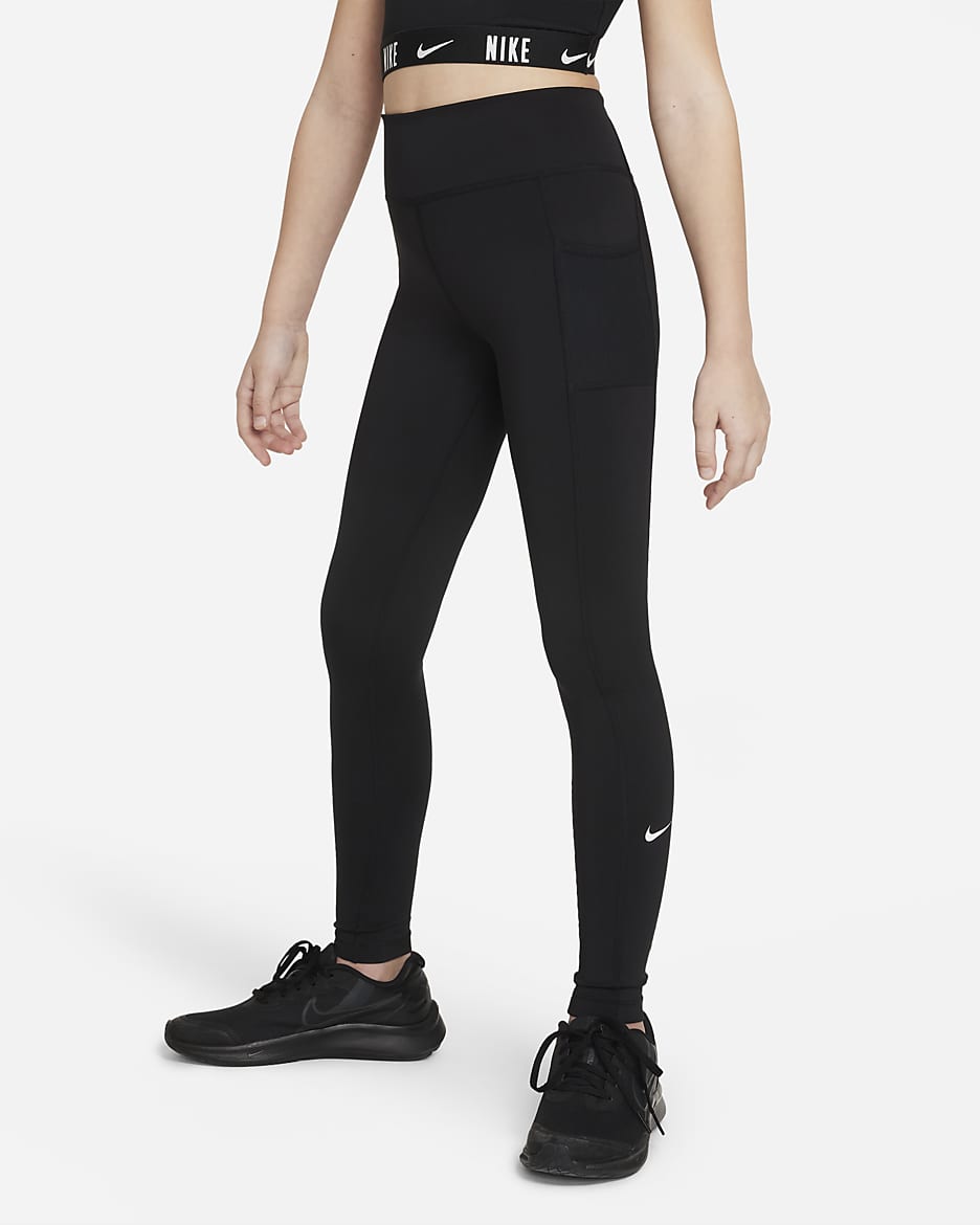 Leggings con bolsillos para niñas talla grande Nike Dri-FIT One - Negro/Blanco